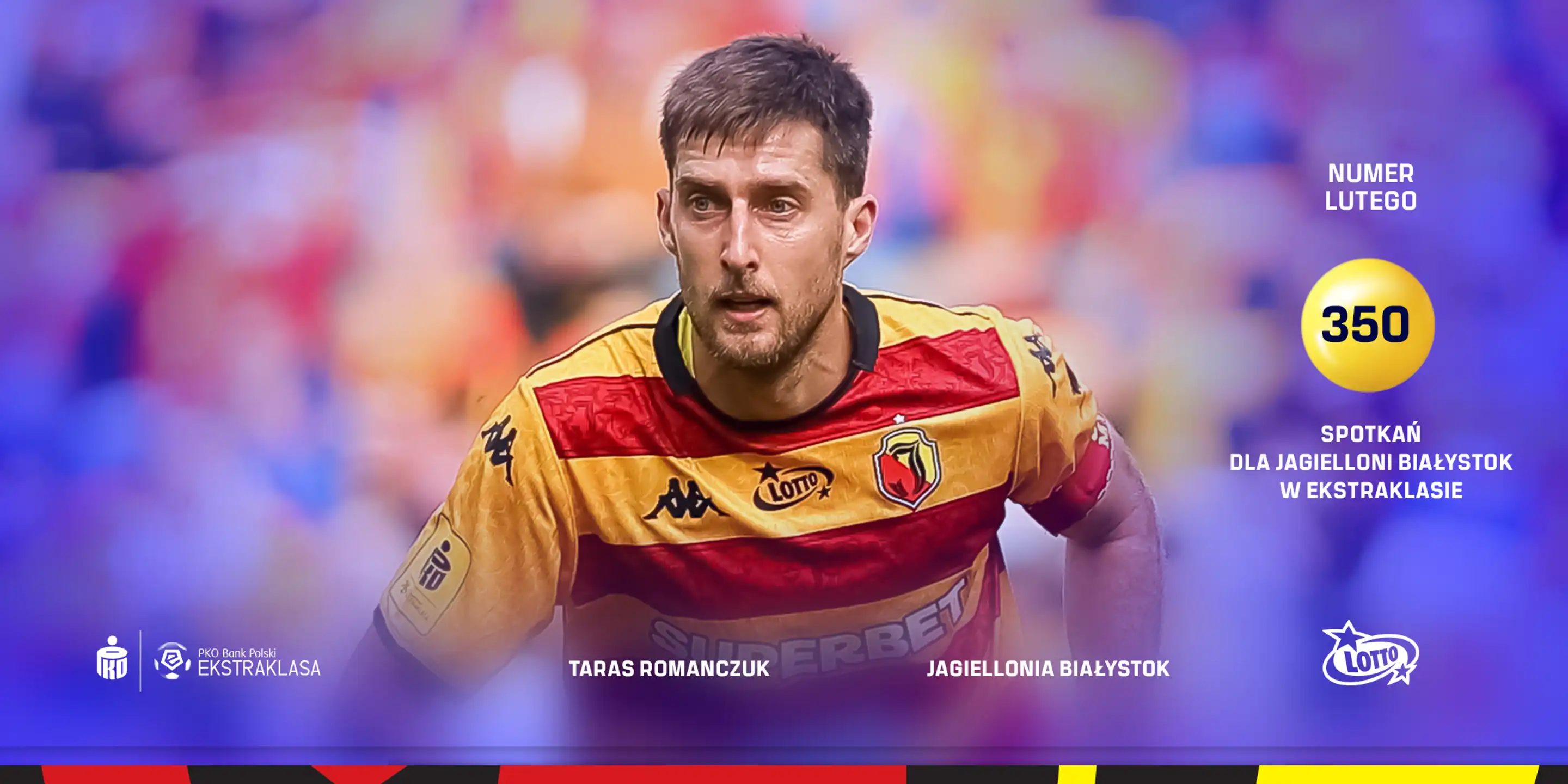 Numer Lutego LOTTO 2026: Taras Romanczuk - 350. mecz w Jagiellonii Białystok w Ekstraklasie