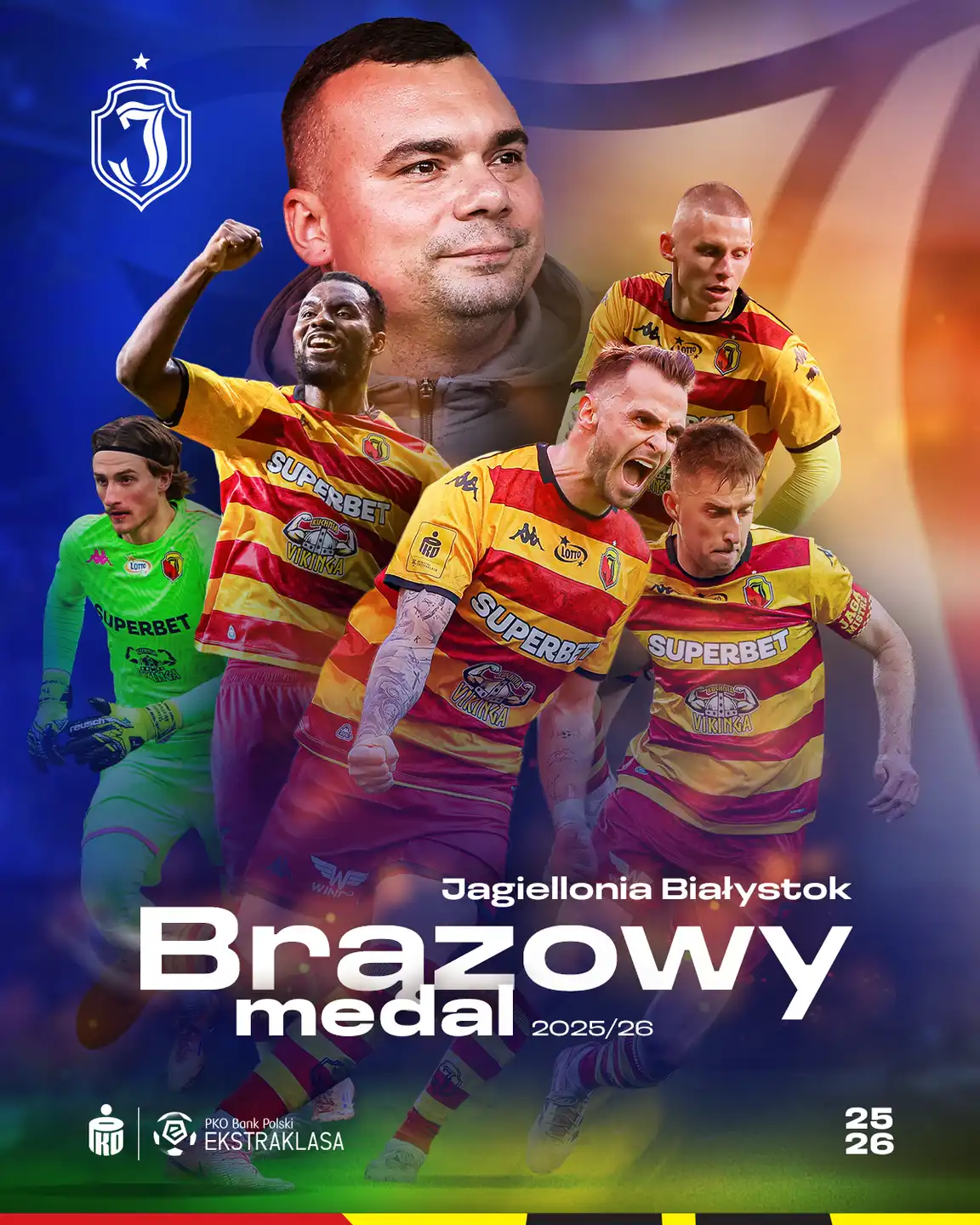 Jagiellonia Białystok brązowym medalistą sezonu 2025/2026 PKO Bank Polski Ekstraklasy.